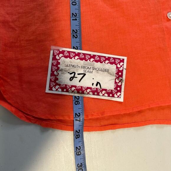 J. Jill Orange Linen Button Tunic Top Size Small Long Sleeves Simple Minimalist - Picture 7 of 12